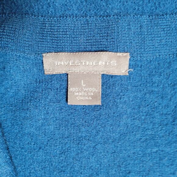 Dillards Womens Cardigan Blazer L Wool Turquoise Classic 80s Modest Grandma - Picture 10 of 11